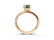 Solitaire Engagement Ring Setting for Fancy Green Oval Center with XO Engraved Band and Prong Head in Rose Gold