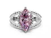 Halo Engagement Ring Setting for Fancy Pink Marquise Center with Rope Twist Split Shank and Prong Head in Platinum