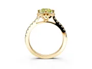 Floral Engagement Ring Setting for Fancy Yellow Cushion Cut Center with Pave Band and Floral Prong Head in Yellow Gold