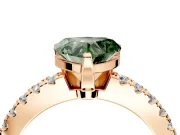 Solitaire Engagement Ring Setting for Fancy Green Heart-Shaped Center with Single Row Accent Band and Prong Head in Rose Gold