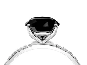 Solitaire Engagement Ring Setting for Fancy Black Round Cut Center with Fine Pave Accents and Prong Head in Platinum
