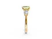 3 Stone Engagement Ring Setting for Fancy Yellow Asscher Cut Center with Large Pear-Shaped Accents and Prong Head in Yellow Gold