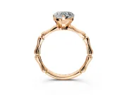 Solitaire Engagement Ring Setting for Heart-Shaped Center with Bamboo Band and Prong Head in Rose Gold