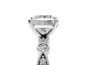 Solitaire Engagement Ring Setting for Princess Cut Center with Milgrain Bezel Accents and Prong Head in Sterling Silver