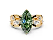 Solitaire Engagement Ring Setting for Fancy Green Marquise Center with Criss-Cross Accent Band and Prong Head in Yellow Gold
