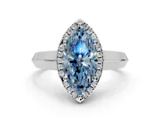Halo Engagement Ring Setting for Fancy Blue Marquise Center with Knife Ridge Cathedral Band and Prong Head in Platinum