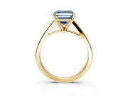 Solitaire Engagement Ring Setting for Fancy Blue Asscher Cut Center with Tapered Split Shoulders and Prong Head in Yellow Gold
