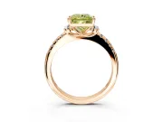 Paired Accent Engagement Ring Setting for Fancy Yellow Princess Cut Center with Pave Band and Prong Head in Rose Gold