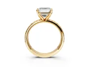 Solitaire Engagement Ring Setting for Asscher Cut Center with Scrollwork Band and Prong Head in Yellow Gold