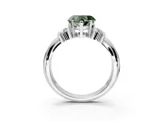 Solitaire Engagement Ring Setting for Fancy Green Heart-Shaped Center with Grooved Bar Accent Band and Prong Head in Platinum