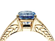 Split Shank Engagement Ring Setting for Fancy Blue Radiant Cut Center with Pave Split Shank and Prong Head in Yellow Gold