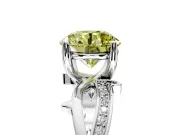 Solitaire Engagement Ring Setting for Fancy Yellow Round Cut Center with Pave and Plain Crossover Band and Prong Head in Sterling Silver