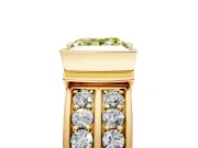 Bezel Engagement Ring Setting for Fancy Yellow Princess Cut Center with Wide Channel-Set Band and Bezel Head in Yellow Gold