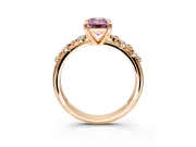 Solitaire Engagement Ring Setting for Fancy Pink Emerald Cut Center with Trailing Leaf Accent Band and Prong Head in Rose Gold