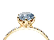 Solitaire Engagement Ring Setting for Fancy Blue Marquise Center with Fine Pave Accents and Prong Head in Yellow Gold