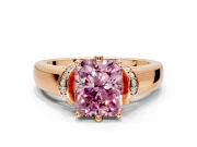 Solitaire Engagement Ring Setting for Fancy Pink Radiant Cut Center with Wide Band, Pave Collar and Prong Head in Rose Gold