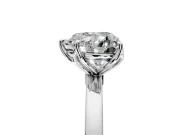 Solitaire Engagement Ring Setting for Heart-Shaped Center with Thin Rounded Plain Band and Prong Head in Platinum