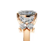 Floral Engagement Ring Setting for Emerald Cut Center with Marquise Cluster Shoulders and Prong Head in Rose Gold