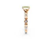 Solitaire Engagement Ring Setting for Fancy Yellow Radiant Cut Center with Beaded Bezel Station Band and Prong Head in Rose Gold