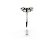 Single Halo Engagement Ring Setting for Fancy Yellow Emerald Cut Center with Corner Claws, Plain Band and Prong Head in Platinum
