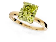 Solitaire Engagement Ring Setting for Fancy Yellow Radiant Cut Center with Thin Rounded Plain Band and Prong Head in Yellow Gold
