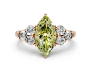 Cluster Engagement Ring Setting for Fancy Yellow Marquise Center with Round Cut Accent Frame and Prong Head in Rose Gold