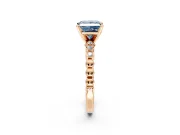 Solitaire Engagement Ring Setting for Fancy Blue Princess Cut Center with Bezel-Dot Beaded Band and Prong Head in Rose Gold
