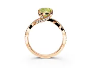 Solitaire Engagement Ring Setting for Fancy Yellow Cushion Cut Center with Narrow Twist Pave Band and Prong Head in Rose Gold