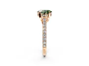 Solitaire Engagement Ring Setting for Fancy Green Oval Center with Widening Pave Band and Claw Prong Head in Rose Gold