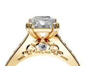 Solitaire Engagement Ring Setting for Radiant Cut Center with Channel Band and Double Claw Prong Head in Yellow Gold