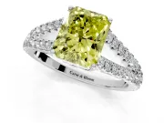 Solitaire Engagement Ring Setting for Fancy Yellow Radiant Cut Center with Pave Split Shank and Prong Head in Platinum