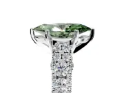 Solitaire Engagement Ring Setting for Fancy Green Marquise Center with Pave Cathedral Shoulders and Prong Head in Platinum
