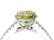 Solitaire Engagement Ring Setting for Fancy Yellow Princess Cut Center with Pave Split Shank and Prong Head in White Gold