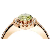 Pave Halo Engagement Ring Setting for Fancy Yellow Marquise Center with Single Row Pave Band and Prong Head in Rose Gold