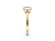 3 Stone Engagement Ring Setting for Asscher Cut Center with Low-Set Round Cut Accents and Prong Head in Yellow Gold