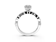 Solitaire Engagement Ring Setting for Emerald Cut Center with Milgrain Bezel Accents and Prong Head in Sterling Silver