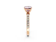 Open Basket Engagement Ring Setting for Fancy Pink Princess Cut Center with Pave Band and Prong Head in Rose Gold