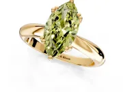 Solitaire Engagement Ring Setting for Fancy Yellow Marquise Center with Reverse Tapered Band and Prong Head in Yellow Gold