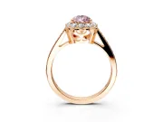 Floral Halo Engagement Ring Setting for Fancy Pink Pear-Shaped Center with Large Halo Accents and Prong Head in Rose Gold