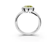 Solitaire Engagement Ring Setting for Fancy Yellow Heart-Shaped Center with Wide Band and Bezel Head in Sterling Silver