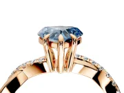 Solitaire Engagement Ring Setting for Fancy Blue Heart-Shaped Center with Half-Pave Crossover Band and Prong Head in Rose Gold