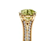 Solitaire Engagement Ring Setting for Fancy Yellow Round Cut Center with Pave Rail Split Shank and Prong Head in Yellow Gold