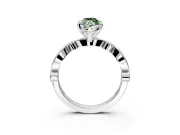Solitaire Engagement Ring Setting for Fancy Green Marquise Center with Milgrain Bezel Accents and Prong Head in White Gold
