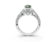 Solitaire Engagement Ring Setting for Fancy Green Pear-Shaped Center with Filigree Accent Basket and Prong Head in White Gold