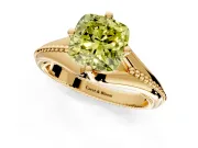 Solitaire Engagement Ring Setting for Fancy Yellow Cushion Cut Center with Milgrain Cathedral Band and Prong Head in Yellow Gold