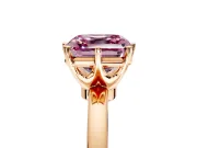Solitaire Engagement Ring Setting for Fancy Pink Asscher Cut Center with Plain Band and Tulip Prong Head in Rose Gold