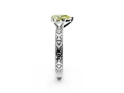 Solitaire Engagement Ring Setting for Fancy Yellow Pear-Shaped Center with XO Engraved Band and Prong Head in Platinum