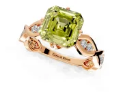 Solitaire Engagement Ring Setting for Fancy Yellow Asscher Cut Center with Accented Twist Band and Leaf Prong Head in Rose Gold