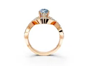 Halo Engagement Ring Setting for Fancy Blue Pear-Shaped Center with Pave Infinity Twist Band and Prong Head in Rose Gold