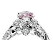 Solitaire Engagement Ring Setting for Fancy Pink Marquise Center with Filigree Accent Basket and Prong Head in White Gold